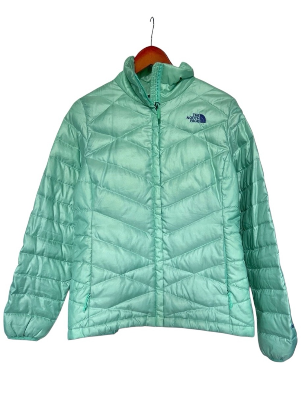 North Face Aconcagua 550 Puffer Jacket Down Filled Full Zip Mint Green Teal XL